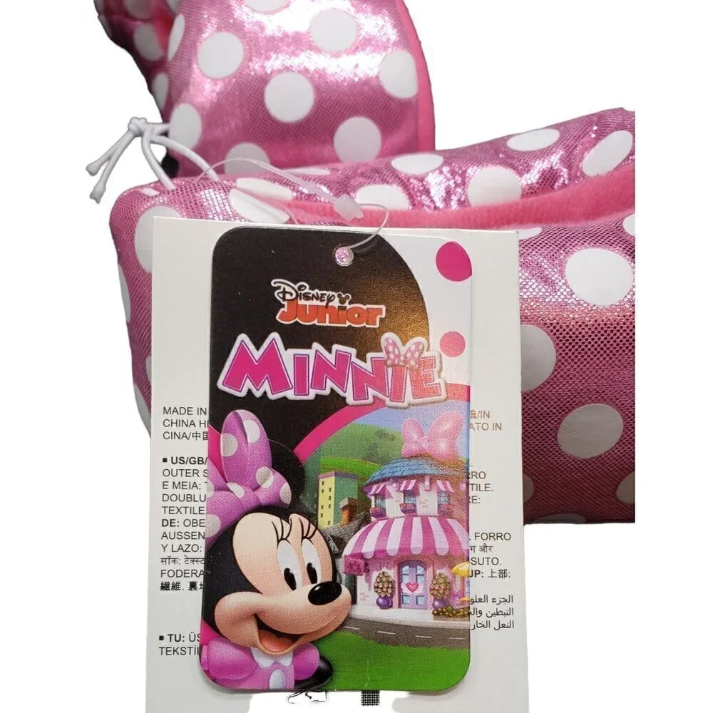 NWT Minnie Mouse Slippers Girls Size 9/10 11/12 Disney Junior Polka Dots NEW - Picture 8 of 9